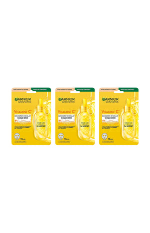 3 masques en tissu booster d'éclat - Vitamine C & acide hyaluronique - Visage