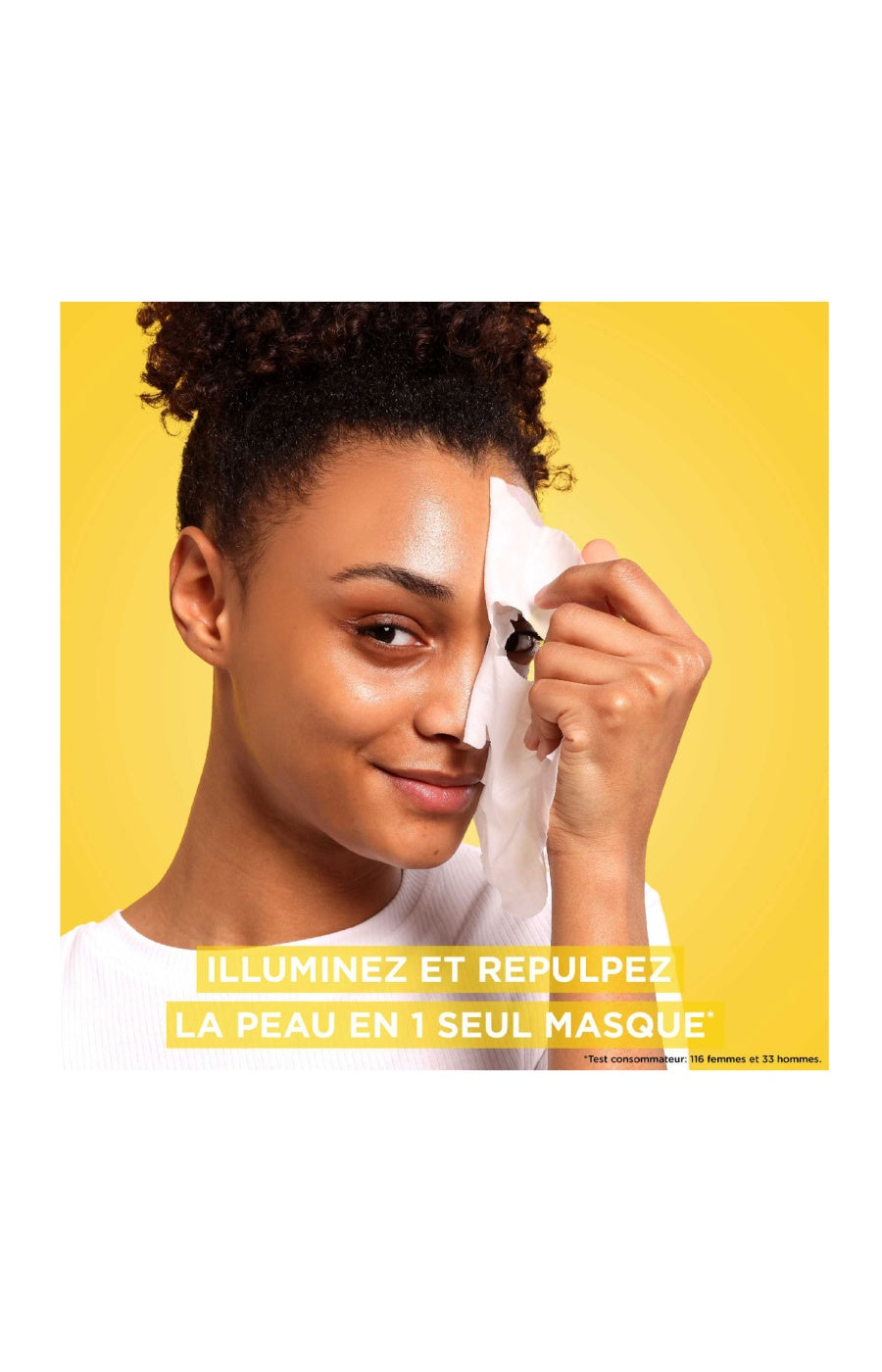 Masque en tissu booster d'éclat - Vitamine C & acide hyaluronique - Visage - 1 unité