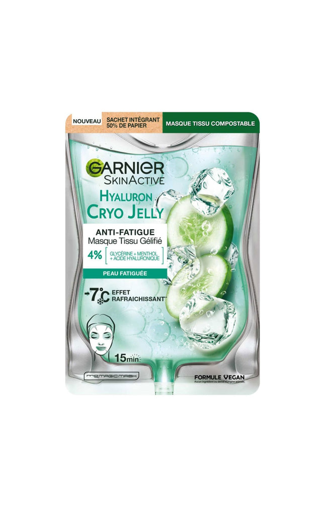Masque en tissu anti-fatigue - CryoJelly - Glycérine & acide hyaluronique - Visage - 1 unité