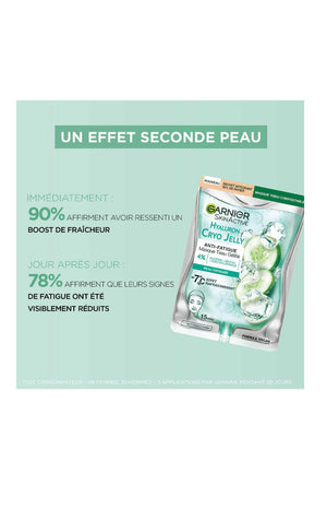 Masque en tissu anti-fatigue - CryoJelly - Glycérine & acide hyaluronique - Visage - 1 unité