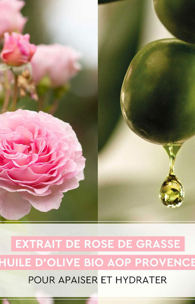 Crème radieuse apaisante et hydratante 48h - Huile d'olive & rose de Grasse - Peaux sèches