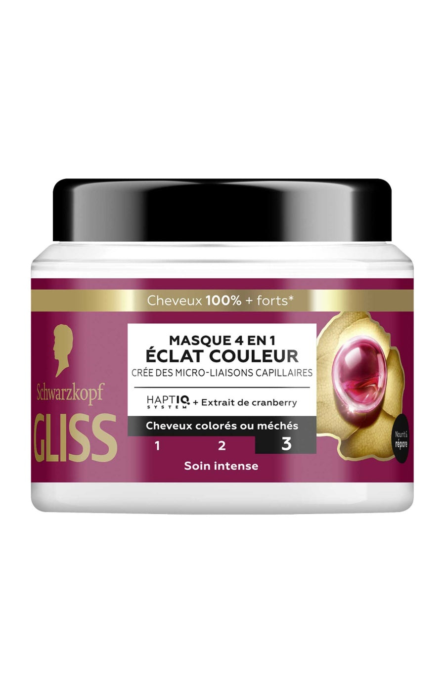 Masque 4-en-1 naturel - Eclat Couleur - Cheveux colorés ou méchés - 400 ml