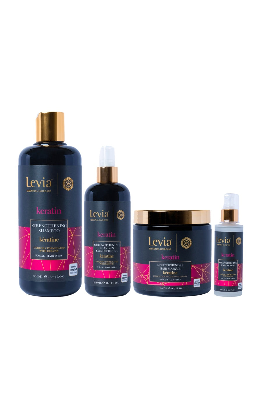Routine fortifiante - Kératine - Cheveux secs & abîmés - 4 produits
