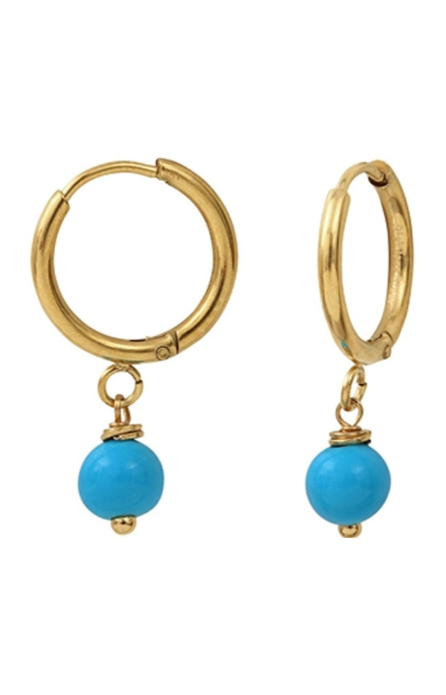 Boucles d'oreilles - Acier doré & howlite