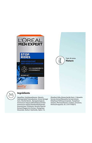 Crème anti-rides hydratante - Stop rides - Homme - Visage