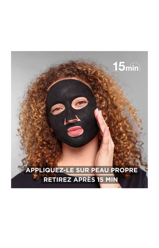 Masque tissu matifiant - Charbon - Peaux grasse - 1 unité