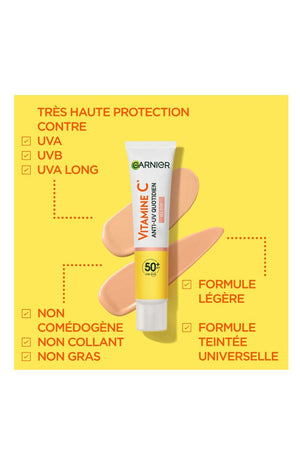 Fluide anti-tâches SPF 50+ - Glow - Vitamine C - Visage - 40 ml