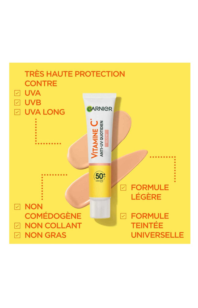 Fluide anti-tâches SPF 50+ - Glow - Vitamine C - Visage - 40 ml