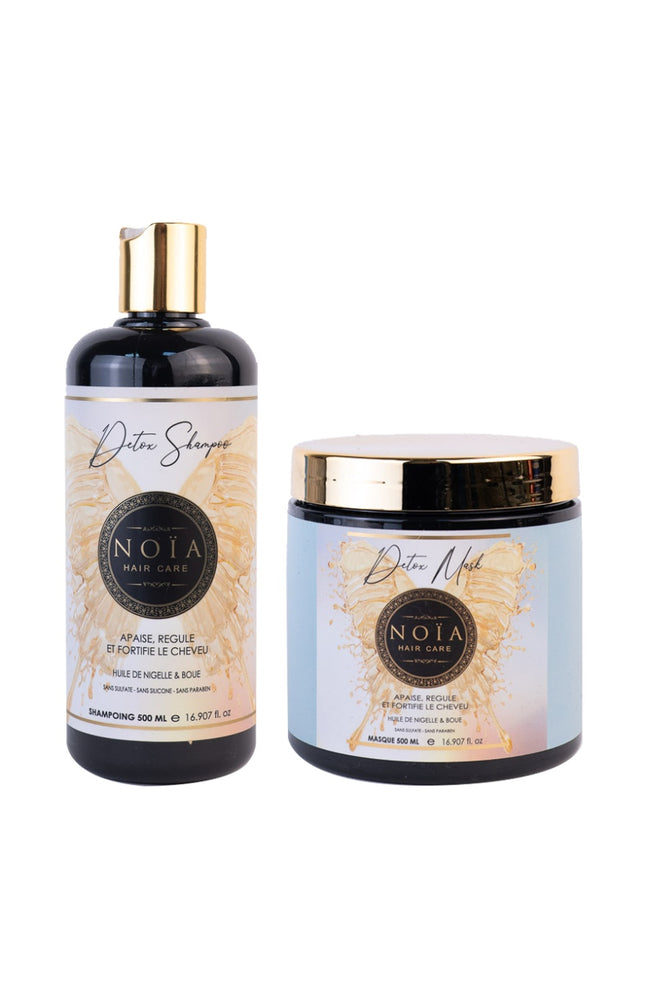 Routine détoxifiante - Huile de nigelle & boue - Cheveux ternes - 2 x 500 ml