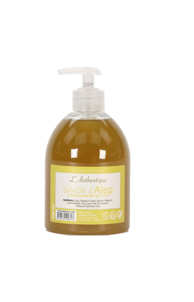 Savon d'Alep liquide - Huile essentielle de citron - Visage & corps - 500 ml