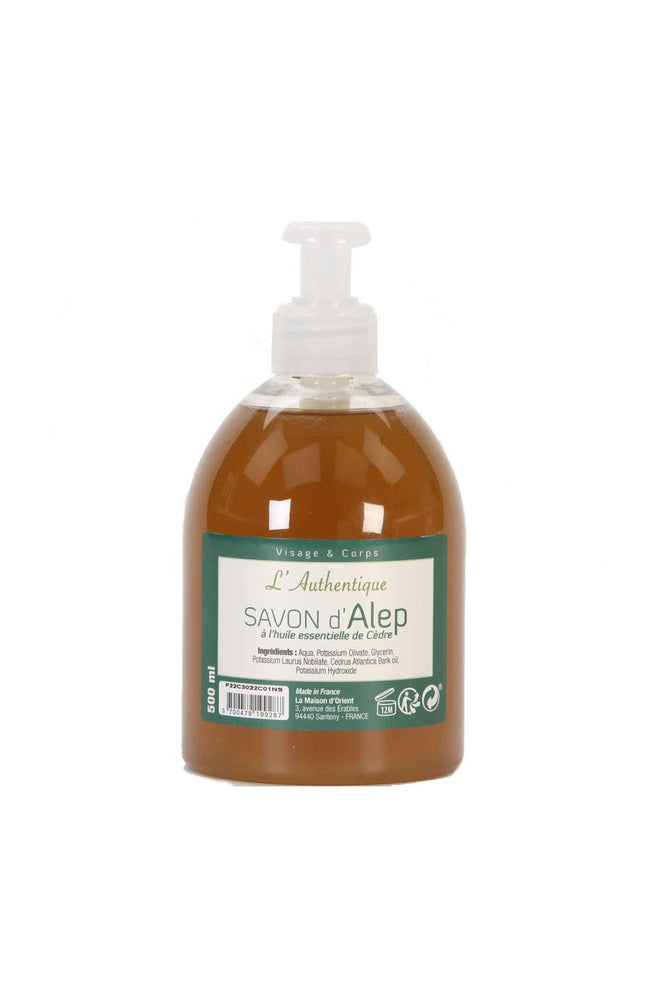 Savon d'Alep liquide - Huile essentielle de cèdre - Visage & corps - 500 ml