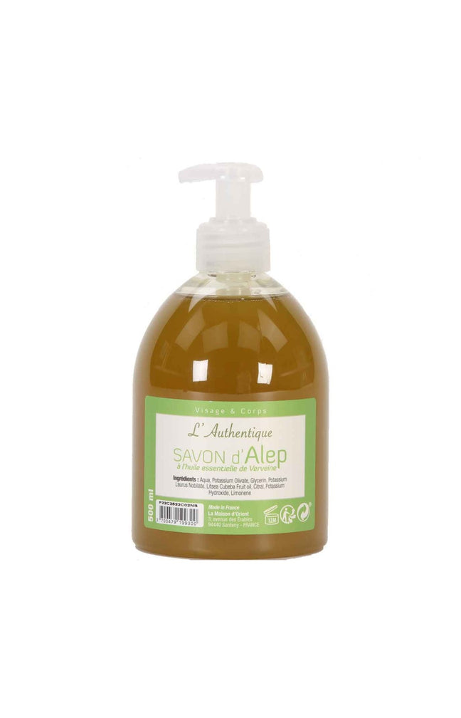 Savon d'Alep liquide - Huile essentielle de verveine - Visage & corps - 500 ml