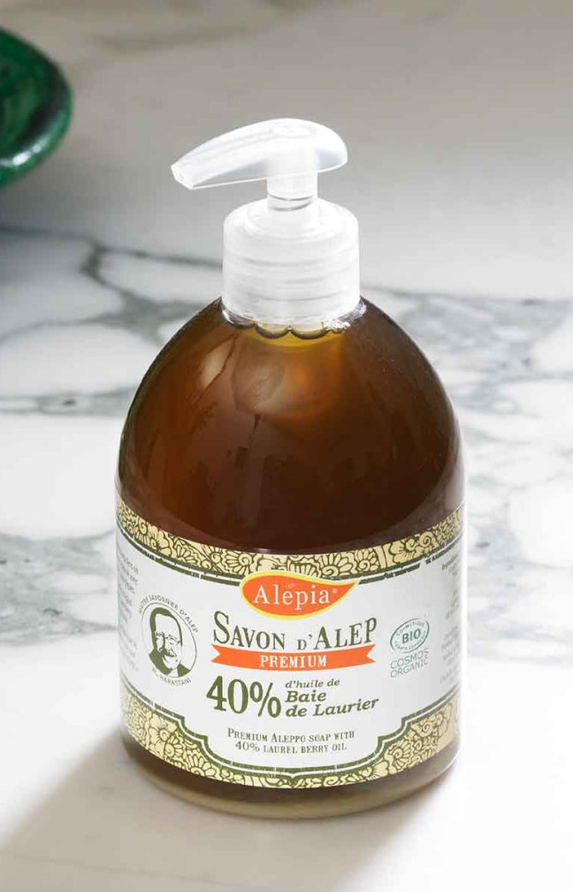 Savon d'Alep liquide premium bio - 40% d'huile de baie de laurier - Corps - 500 ml
