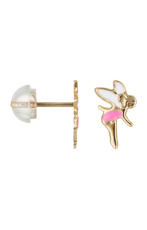 Boucles d'oreilles Fée clochette - Or jaune 375/1000 & émail - Enfant