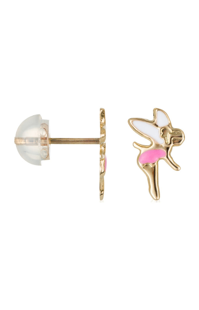 Boucles d'oreilles Fée clochette - Or jaune 375/1000 & émail - Enfant