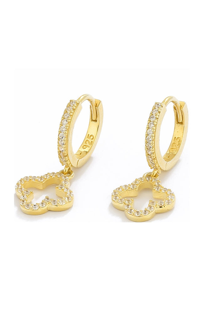 Boucles d'oreilles trèfles - Argent 925/000 plaqué or & zircons