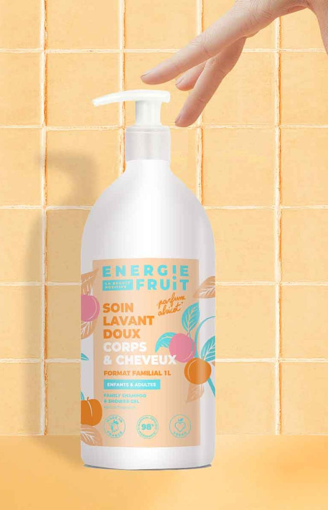 Shampoing 3-en 1 - Abricot & glycérine - Corps & cheveux - Enfants & adultes - 1 L