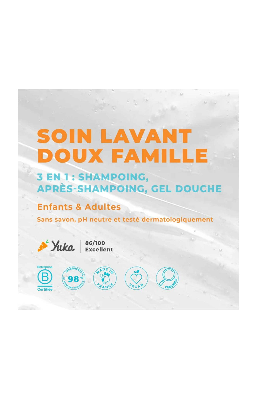 Shampoing 3-en 1 - Abricot & glycérine - Corps & cheveux - Enfants & adultes - 1 L