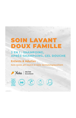 Shampoing 3-en 1 - Abricot & glycérine - Corps & cheveux - Enfants & adultes - 1 L