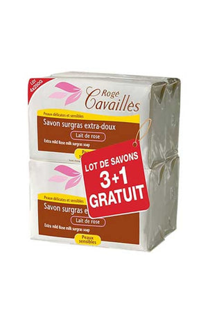 Rogé Cavaillès - Savons solides - Lait de rose - 4 x 250 g