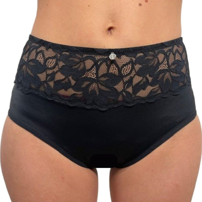 Lot de 2 culottes menstruelles taille haute - Rosalie - Flux moyens à abondants - Noir