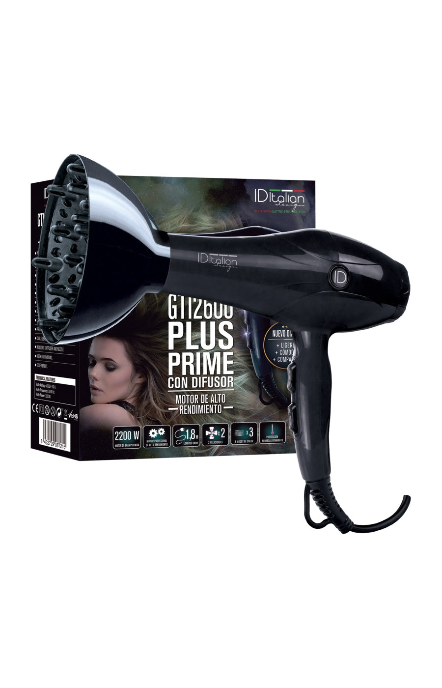 Sèche-cheveux diffuseur - GTI 2600 Plus Prime - Noir - 2200 W