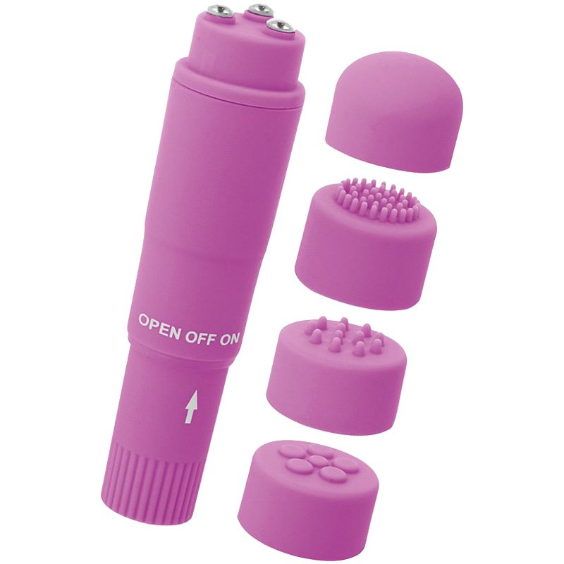 Stimulateur de clitoris avec 4 embouts - Glossy - Rose