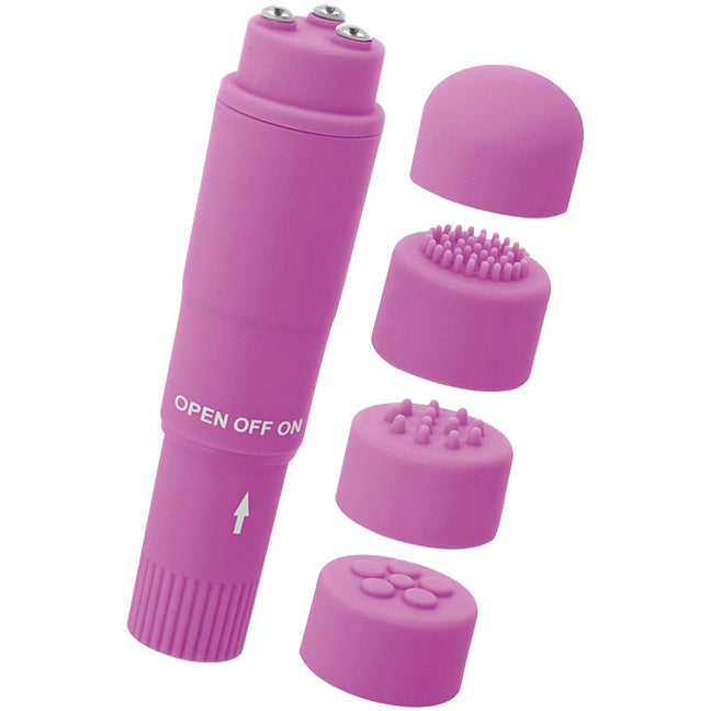 Stimulateur de clitoris avec 4 embouts - Glossy - Rose