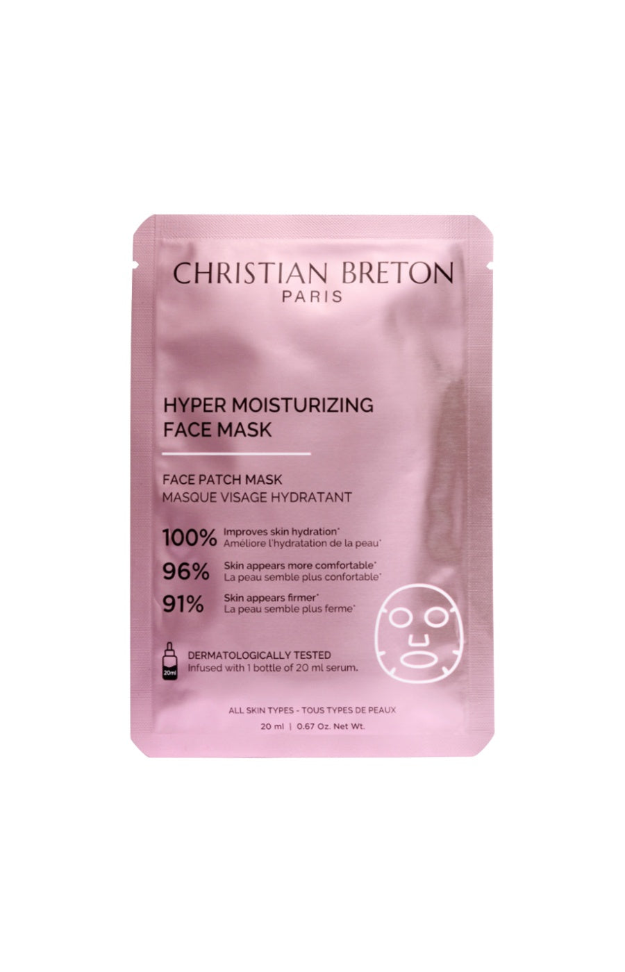 Masques en tissu hydratants - Acide hyaluronique - Visage - 3 unités