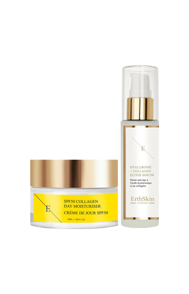 Crème hydratante & sérum anti-âge - Collagène & acide hyaluronique - Peaux matures
