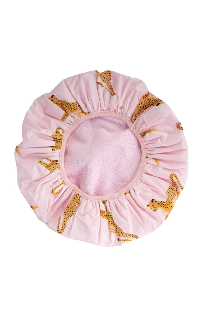 Bonnet de douche réversible - Léopard - Rose