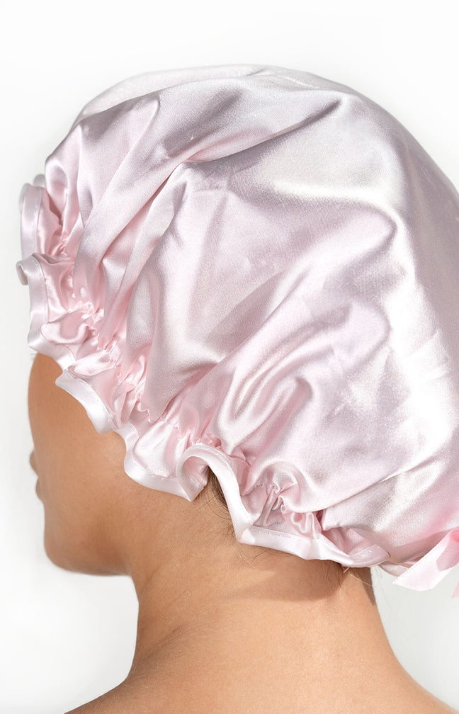 Bonnet de douche en satin - Rose