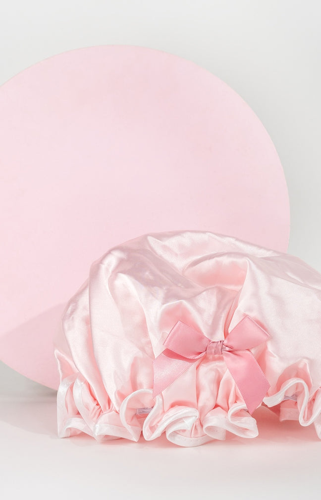 Bonnet de douche en satin - Rose