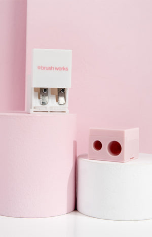 Taille-crayons double embouts - Lèvres & yeux - Rose & blanc - 2 produits