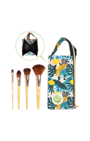 Coffret pinceaux de voyage - Teint & yeux - 4 produits & trousse