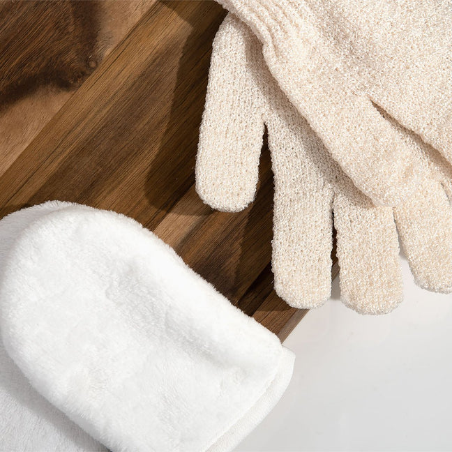 Gants exfoliants & gants de nettoyage - Corps & visage - 2 paires
