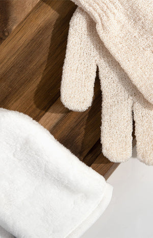 Gants exfoliants & gants de nettoyage - Corps & visage - 2 paires