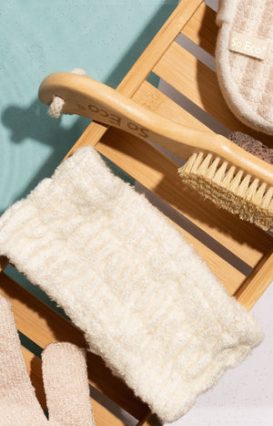 Coffret exfoliant - Brosse, gants & bandeau - Corps - 4 produits