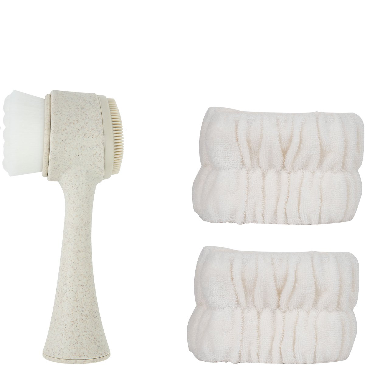 Brosse nettoyante double face & bracelets de lavage - Blanc