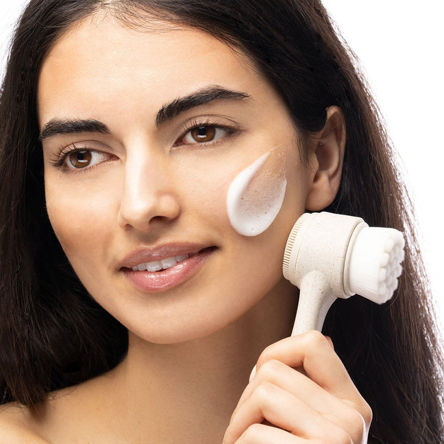 Brosse nettoyante double face & bracelets de lavage - Blanc
