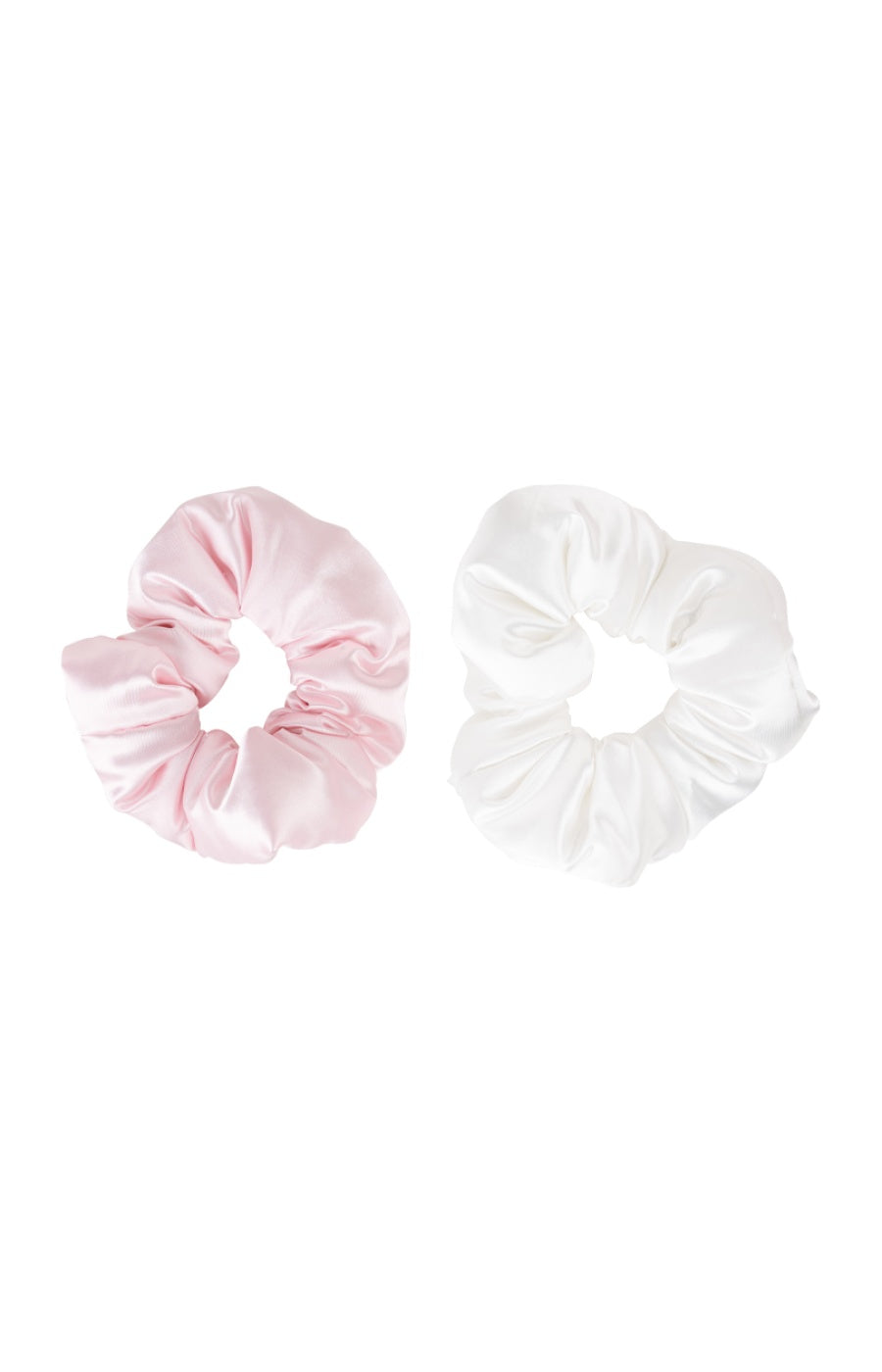 Lot de 2 chouchous en satin - Rose & blanc - Cheveux