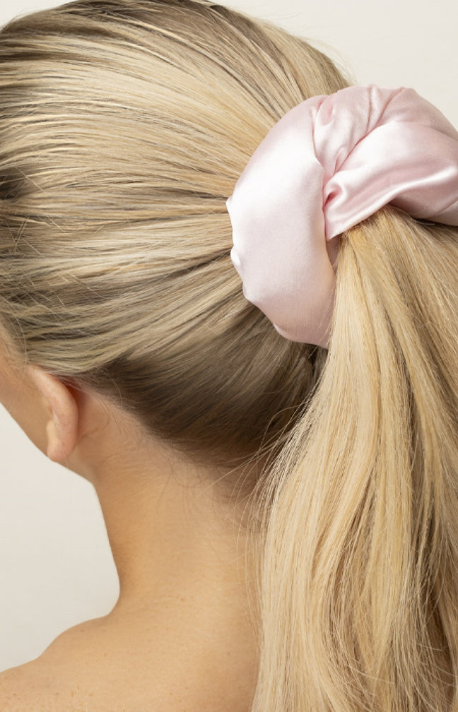 Lot de 2 chouchous en satin - Rose & blanc - Cheveux