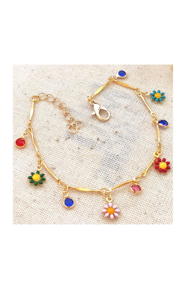 Bracelet fleurs - Laiton plaqué or