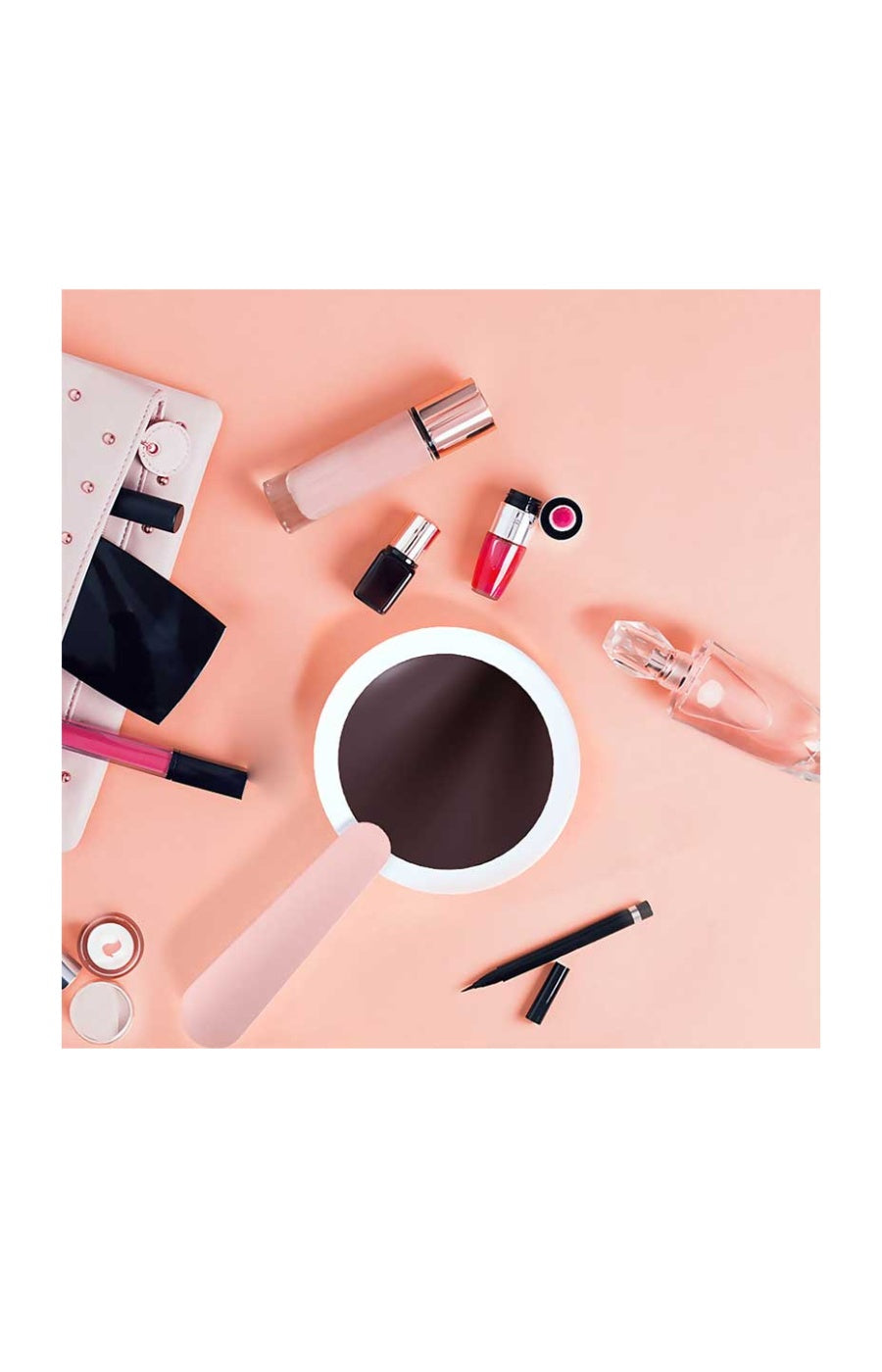 Miroir de poche pliable avec lumière LED