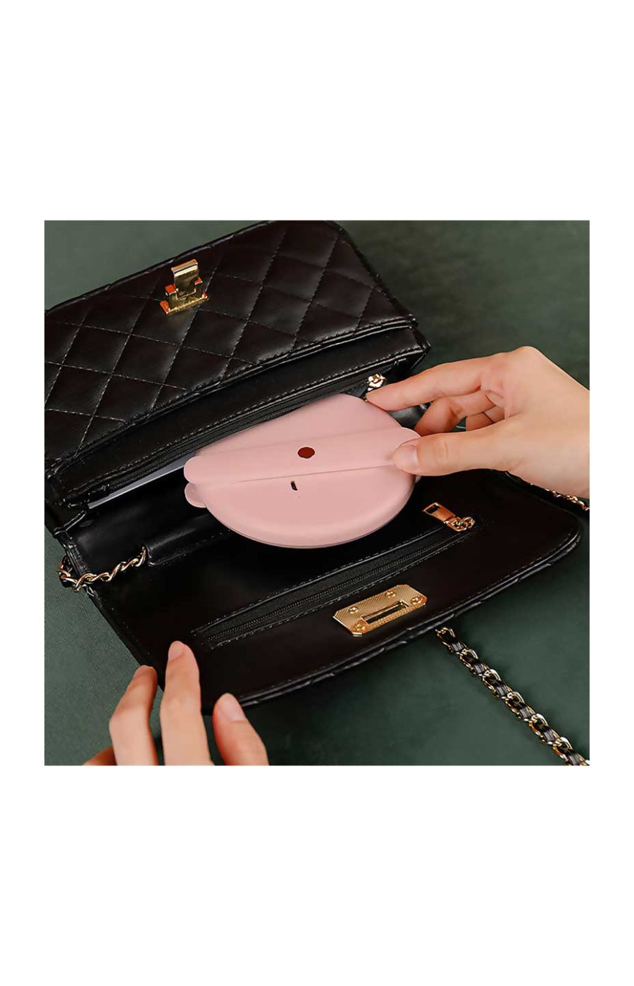 Miroir de poche pliable avec lumière LED