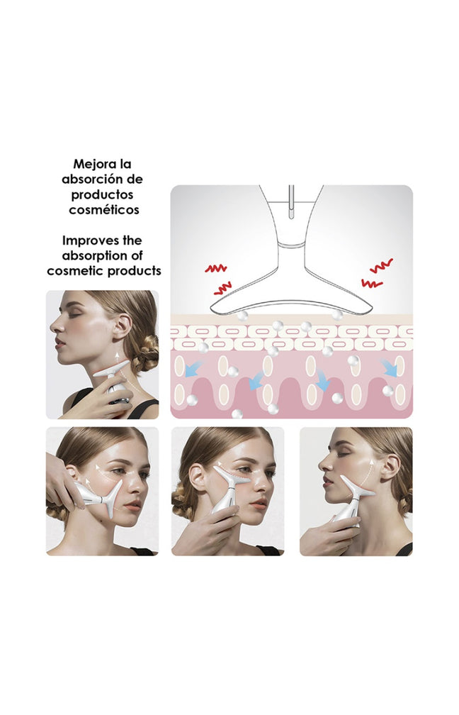 Masseur ultrasonique LED - Visage & cou - Blanc