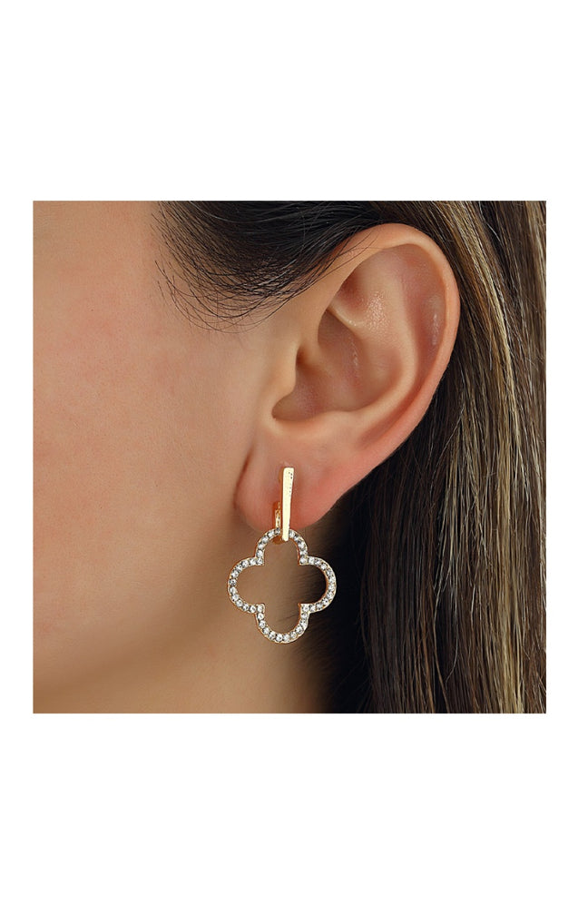 Boucles d'oreilles - Laiton plaqué or & zircon