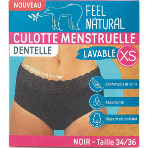 Culotte menstruelle dentelle - Flux légers à moyens-Noir