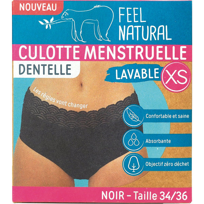 Culotte menstruelle dentelle - Flux légers à moyens-Noir