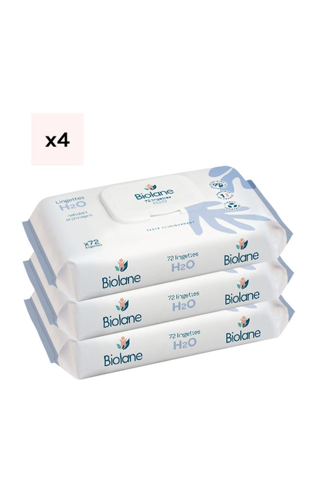 Lingettes épaisses H2O - Peaux sensibles - Bébé - 4 x 3 paquets